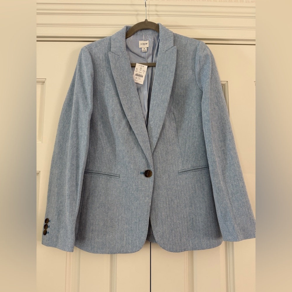 🔥NWT J. Crew Blue Herringbone Blazer - Picture 5 of 12